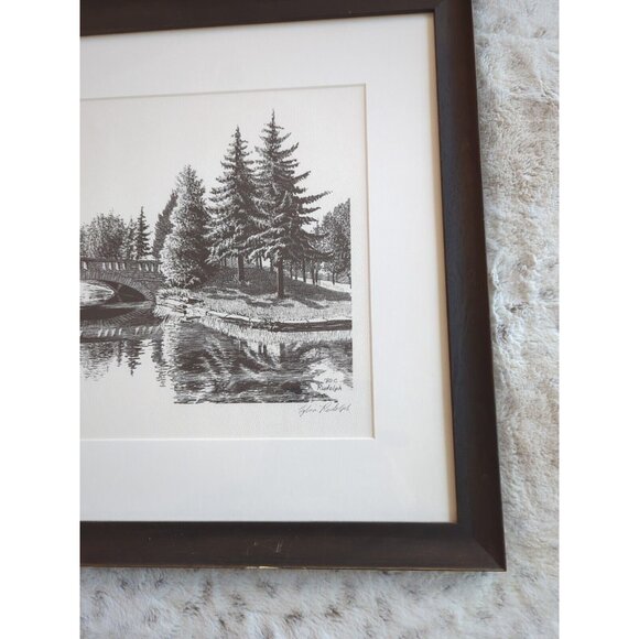 Vtg 1980 Sylvia Rudolph Minnehaha Creek Signed Ink Original Wood Framed 22x18 - Picture 5 of 13